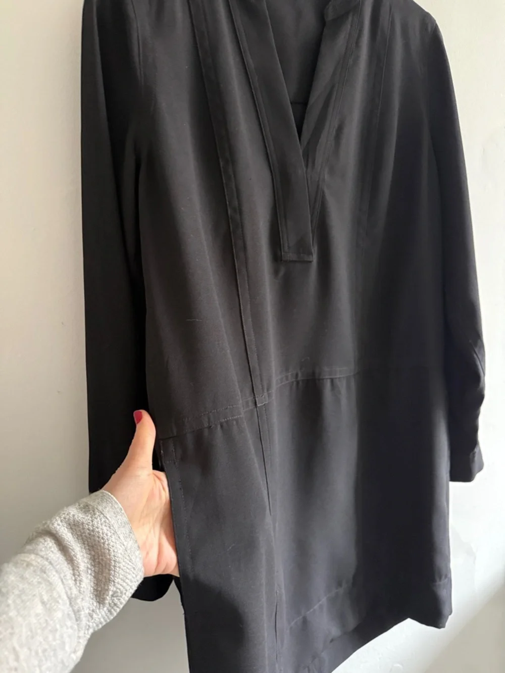 Madewell Black Long Sleeve V-Neck Tunic Director Dress women’s medium - Picture 5 of 8